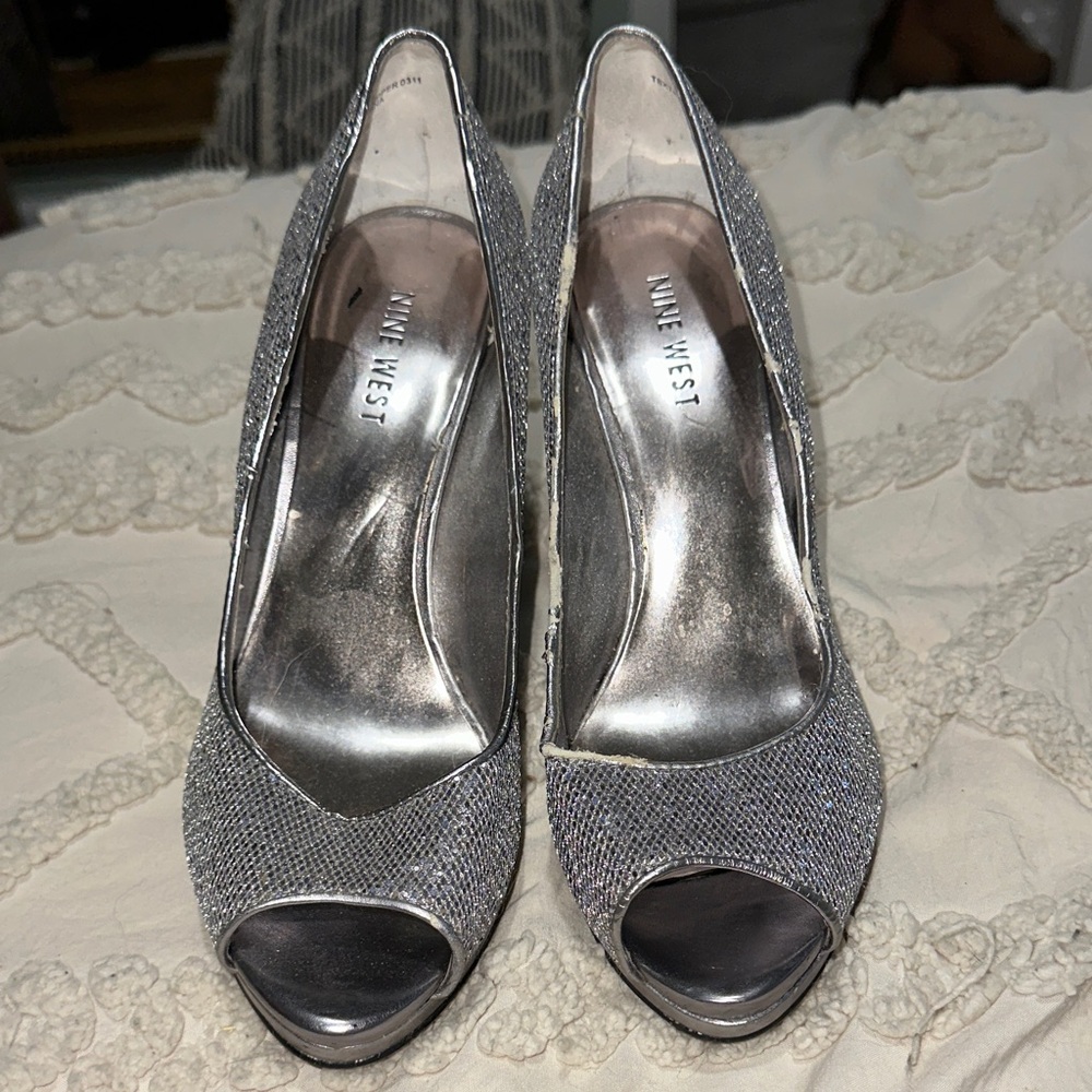 Nine West Silver Stiletto Heels